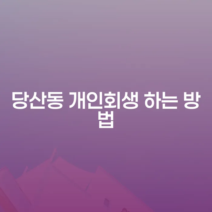 당산동 개인회생 하는 방법과 성공적인 재기를 위한 안내